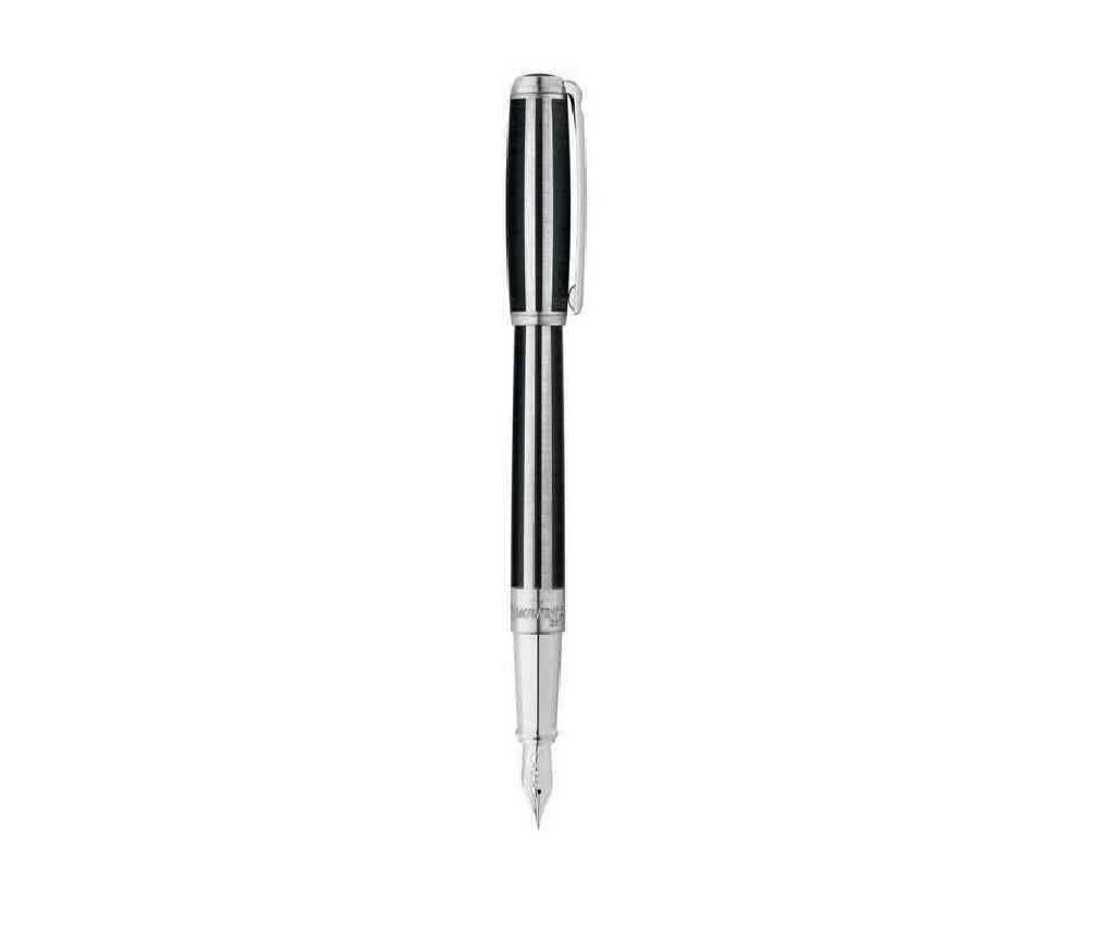 Line D Matte Black &amp; Palladium Striped Fountain Pen